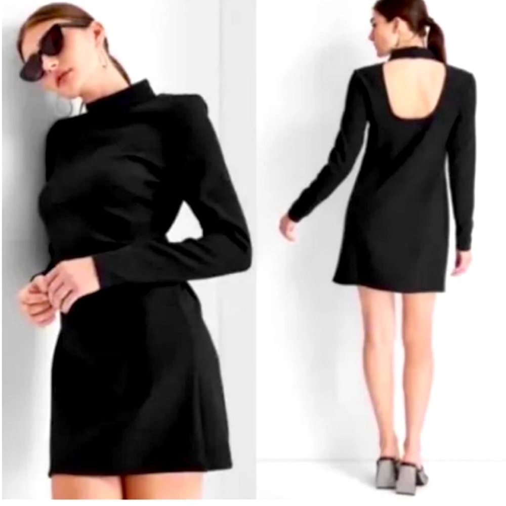 Future Collective Black Kahlana Barfield Long Sleeve Open Back Dress. Size S